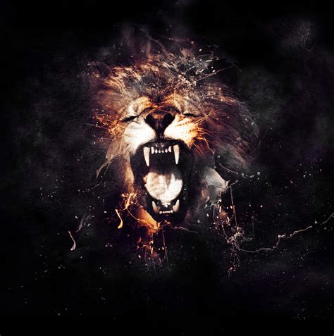 Download Lion Face Dark Art Wallpaper | Wallpapers.com