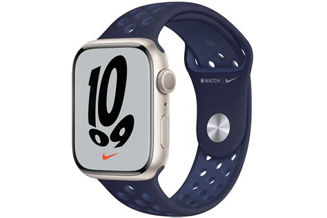 Apple Watch Nike Series 7 GPS 45mm Starlight Aluminum with Nike Navy ...