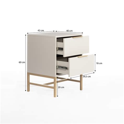 Mesa De Cabeceira Square 2 Gavetas 60 Cm X 43 Cm X 40 Cm Nude MadeiraMadeira