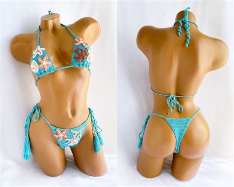 Starfish Crochet Bikini Set Handmade Thong Bikini Crochet Etsy