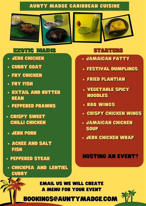 Jamaican Food Menu