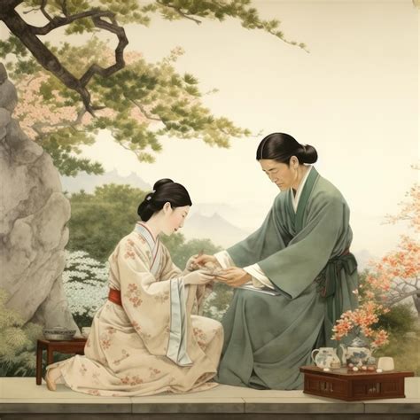 Premium Ai Image The Serene Art Of Ancient Japanese Massage A Harmonious Encounter Between A