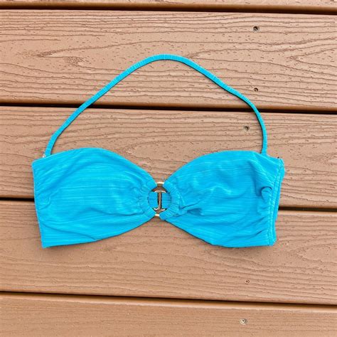 Vintage Y K Mossimo Blue Halter Top Strapless Bikini Depop