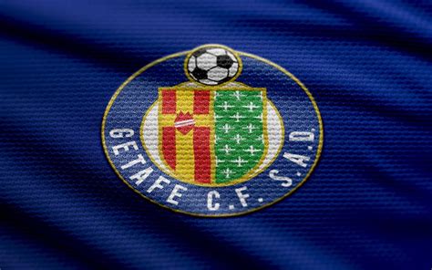 Download Getafe CF fabric logo, 4k, blue fabric background, LaLiga ...