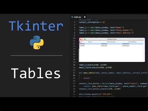 tkinter tables youtube