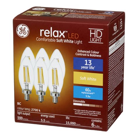 Ge Relax Hd Soft White W Replacement Led Decorative Clear Blunt Tip