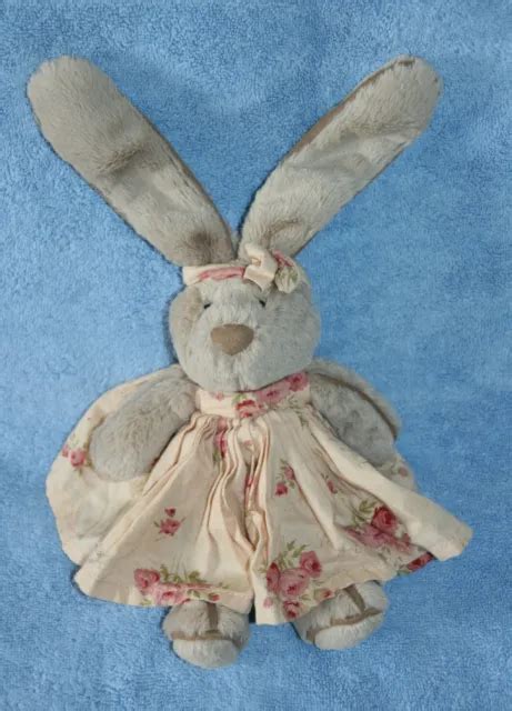 Jellycat Doudou Peluche Lapin Marron Beige Robe A Fleurs Bandeau Noeud