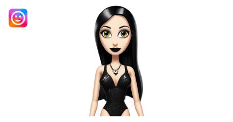 Teen Morticia Addams Cute Short Gothic Bikini Glitter Barbie Emoji AI Emoji Generator