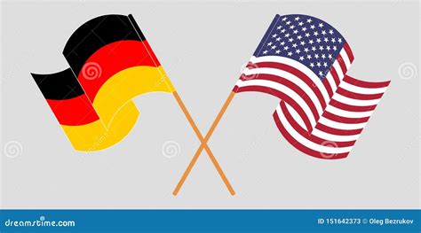 Crossed And Waving Flags Of Germany And The Usa Stock Vector