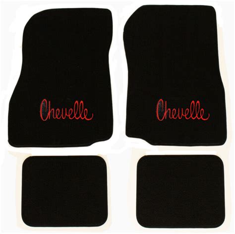 New 1968 1972 Chevelle Floor Mats Black Carpet Embroidered Red Logo