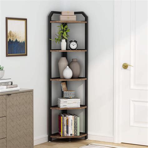 Tribesigns Corner Shelf Tier Corner Bookshelf And Bookcase Rustic