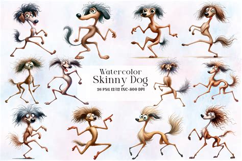 Skinny Dog Clipart Bundle Graphic By Watercolorartist · Creative Fabrica