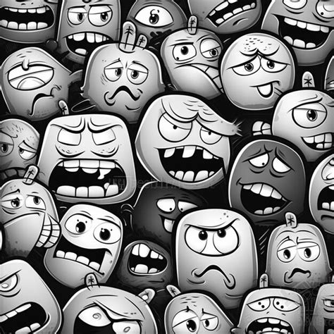 A Close Up Of A Bunch Of Cartoon Faces With Different Expressions