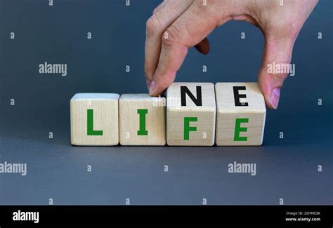 Lifeline Line Of Life Symbol Businessman Hand Turns Cubes And Changes