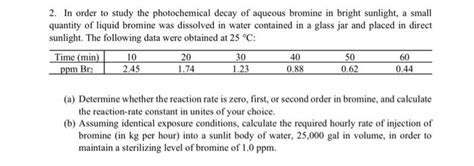 Solved In Order To Study The Photochemical Decay Of Chegg