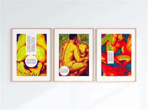 Set Of 3 Pornographic Cock Art Gay Art Paintings Watercolor Art Lgbt Painting Nude Male Queer