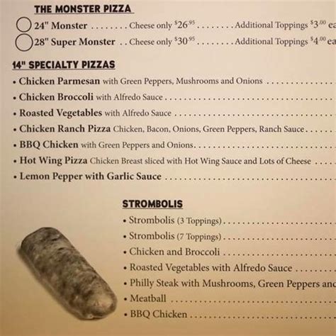 The Original Strombolis Menu In Kingman Arizona Usa