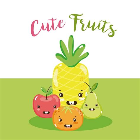 Premium Vector Cute Fruits Kawaii Cartoons