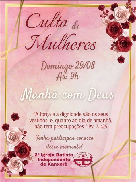 Convite Para Culto De Mulheres Artofit