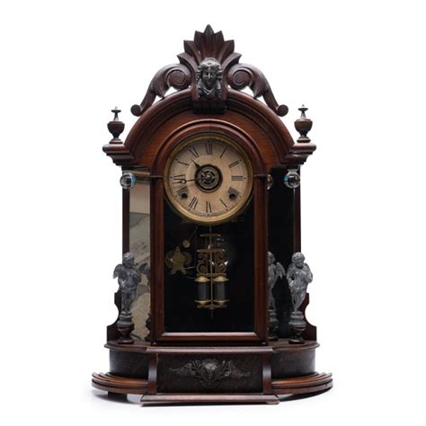 Walnut Ansonia Triumph Mantle Clock With Figure