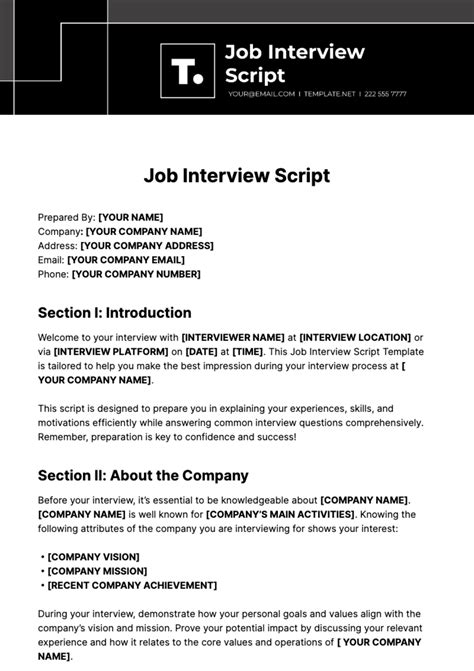 Free Job Brief Template to Edit Online