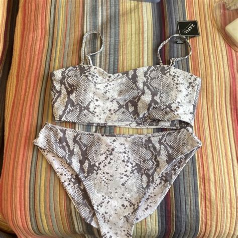 Zaful Swim Womens Snake Print Swimsuit Set High Cut Bikini Poshmark