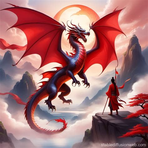 Asian Dragon With Giant Red Flag Stable Diffusion Online