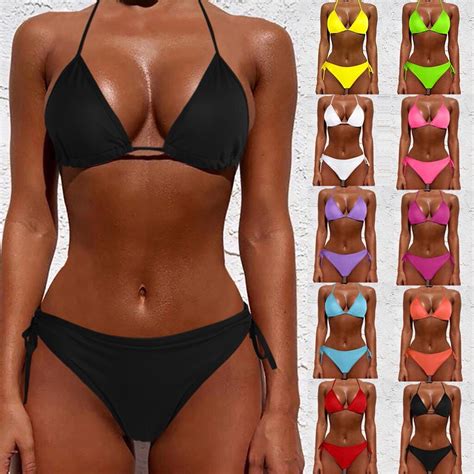 Sexy Bikini Push Up Women Swimsuits Female Micro Bikini Set Solid Swimwear Bathing Suit