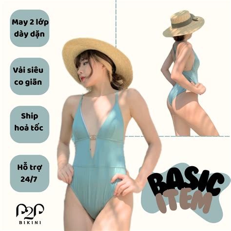 Đồ bơi Nữ bikini 1 mảnh BASIC phối khoen phong cách Chuẩn hàng cao cấ P2P Bikini Thương