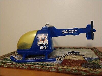 RARE VINTAGE BLUE Plastic Gay Toys Police Highway Patrol Helicopter