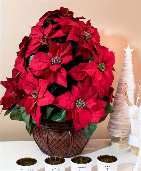 Nearly Natural Poinsettia W Decorative Planter Silk Arrangement Macys