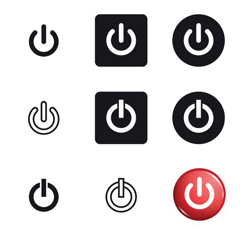 Shut Down Icon Set Vector Black And Red Icons 18768023 Vector Art At