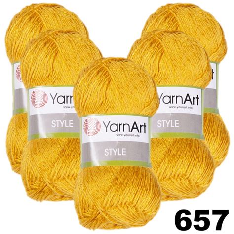 Пряжа YarnArt Style (ЯрнАрт Стайл) / цвет 657 - Жёлтый (партия 158) / 5 ...