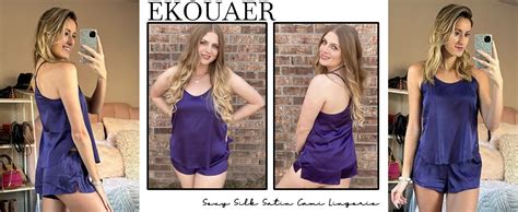 Amazon Ekouaer Silk Pajamas Set For Women Satin Lingerie Pjs Cami Top And Shorts Soft