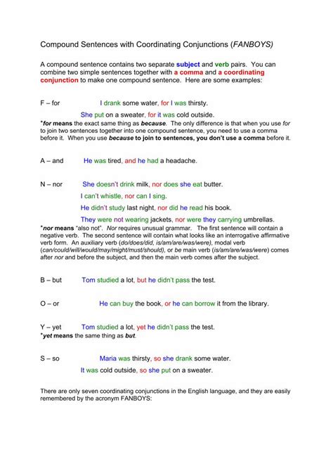 Pdf Compound Sentences With Coordinating Conjunctionspdf Dokumentips