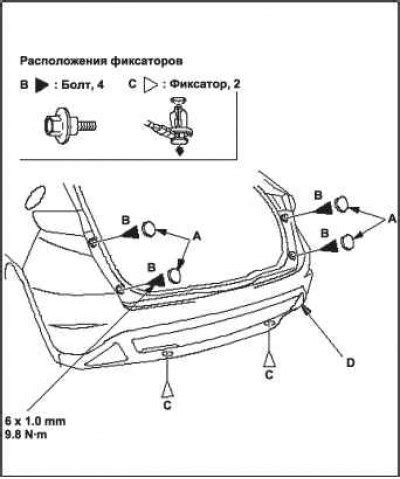 Снятие и установка заднего бампера (Хонда Цивик 8, 2005-2011 ...
