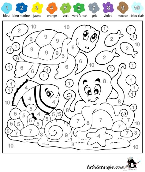 Coloriage magique les nombres de 1 à 10 Lulu la taupe jeux gratuits