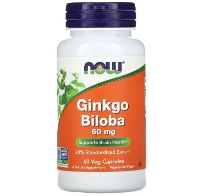 Гинкго билоба NOW Ginkgo Biloba 60 мг веганские капсулы №120 ...