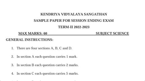 Class 8 SCIENCE 2023 SEE Annual Exam Question Paper For KENDRIYA