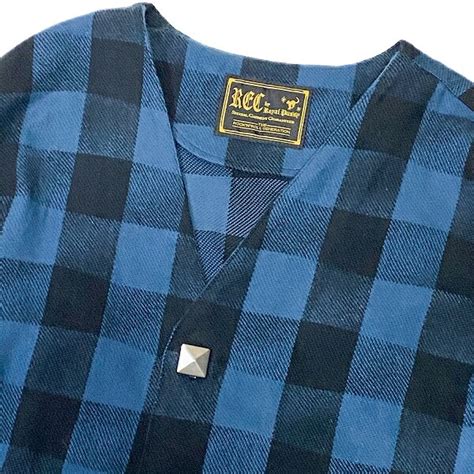 楽天市場20 OFF SALEREC by Royal Pussy レック バイ ロイヤルプッシーBLOCK CHECK ROBE JAKCETブロックチェックノーカラー