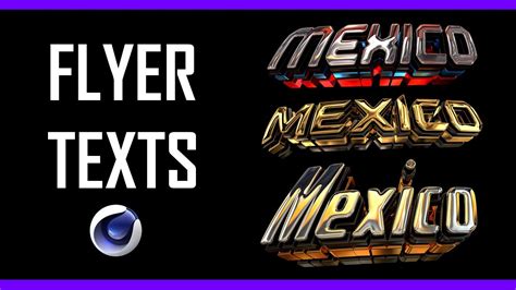 Mexico Flyer Texts MiniPack Cinema 4D TEXTOS EDITABLES PARA CINEMA