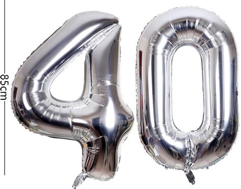 Toyland® Number 40 Silver Balloon 40 Inch Giant Foil Number Balloons