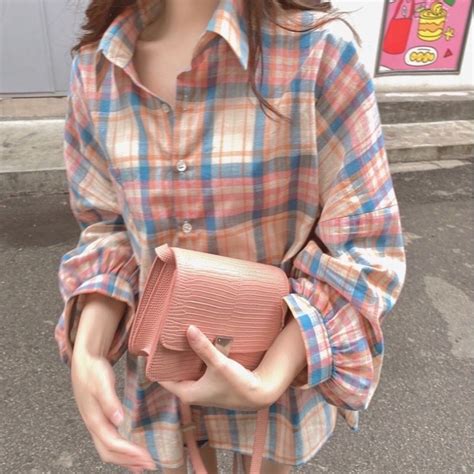 Mua Áo sơ mi caro kẻ sọc tay dài màu hot form rộng hồng xanh Duha Shop giá rẻ nhất TecKi Vn