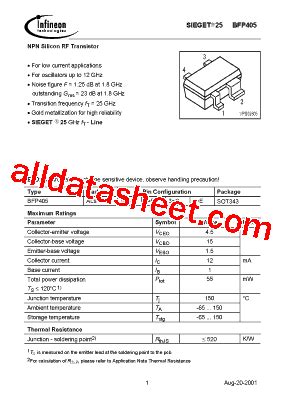 Bfp Datasheet Pdf Infineon Technologies Ag