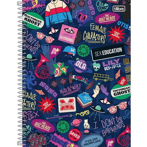 Caderno Espiral Tilibra Capa Dura Universitário Sex Education Folhas x Sortido