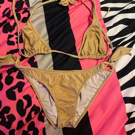 Gold Bikini Set Fits A Size Xs Very Flattering Depop