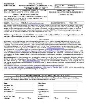 Fillable Online Modot Request For Mailing Address Bid Rfb Form Modot