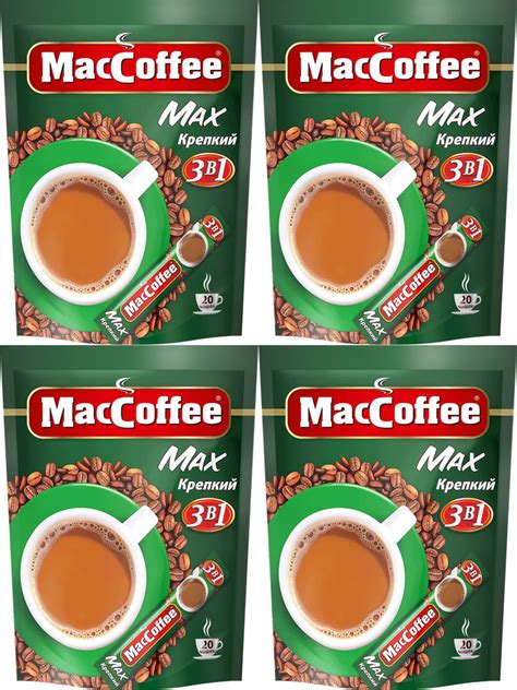 Кофейный напиток MacCoffee Max Крепкий 3 в 1 растворимый 16 г 20 шт ...