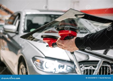 Car Glass Repair And Replacement Stock Image Image Of Installing