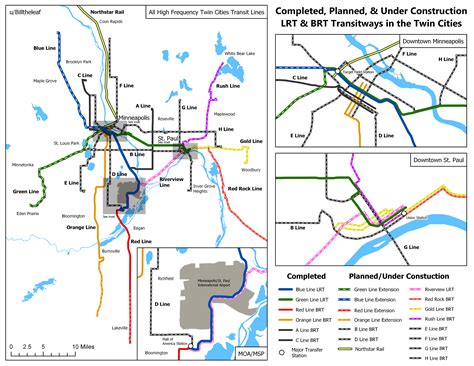 [OC] Twin Cities, MN Rapid Transit Map (Includes Current and Planned